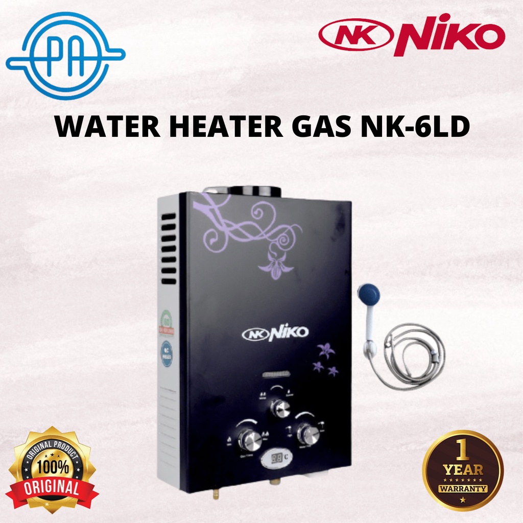 WATER HEATER GAS DIGITAL LED NIKO NK-6LD ORIGINAL HITAM 6 Liter