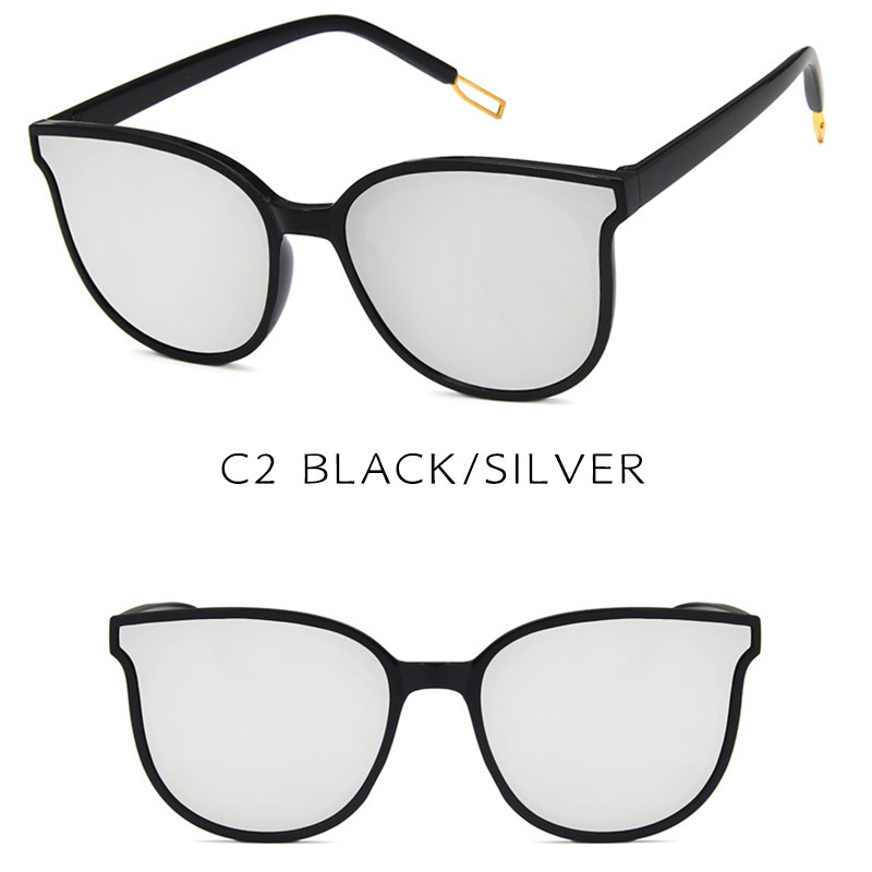 (YUZHU) Bayar di Tempat Korean Design Retro Mata Kucing Kacamata Hitam Wanita/Pria Cat Eye Sunglasses