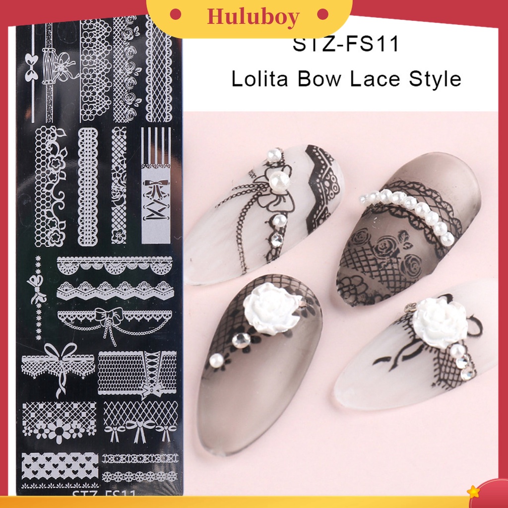 Huluboy Huluboy♡ Plat Stempel Kuku Motif Print Bunga Aneka Pola Anti Karat Untuk Nail Art