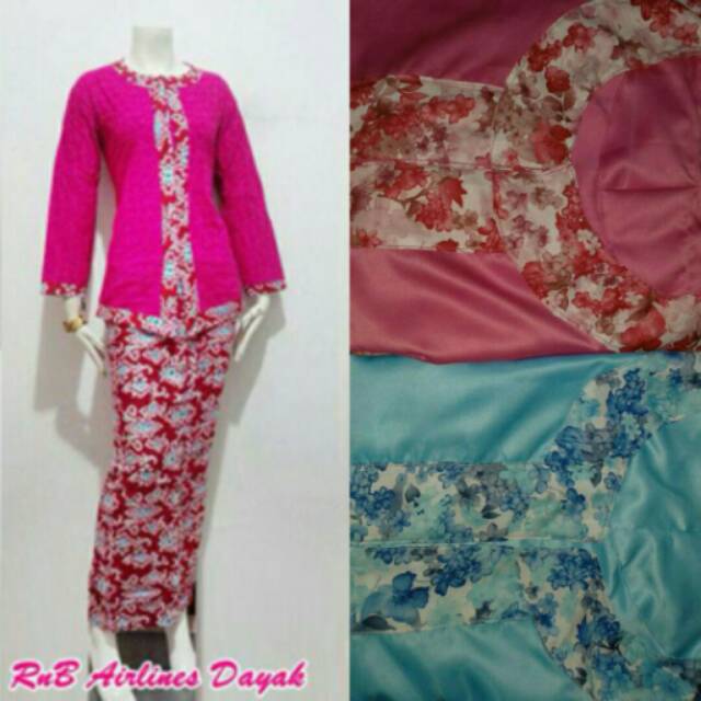 RNB AIRLINESS DAYAK FLORAL BATIK STELAN KEBAYA ROK BLOUSE KEMBANG PASTEL PRAMUGARI