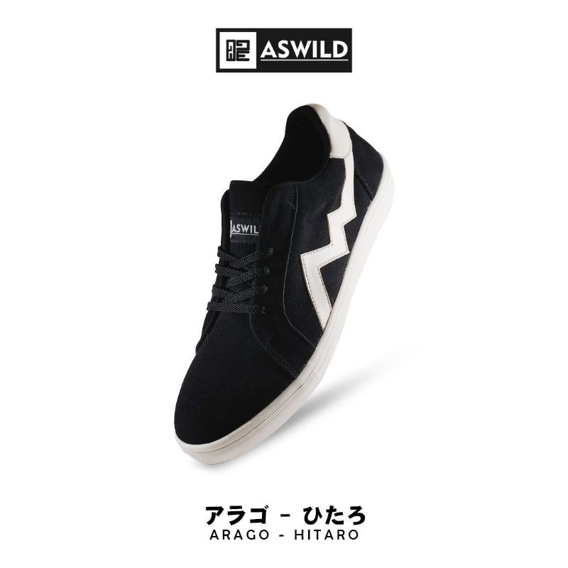 Aswild Store - Hitaro Black White Low | Sepatu Pria | Sneakers