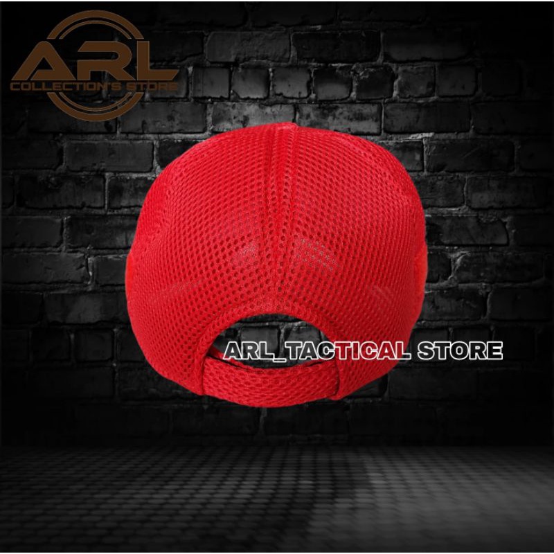 topi double mess polos merah / topi jaring tactical velcro / topi double mess merah