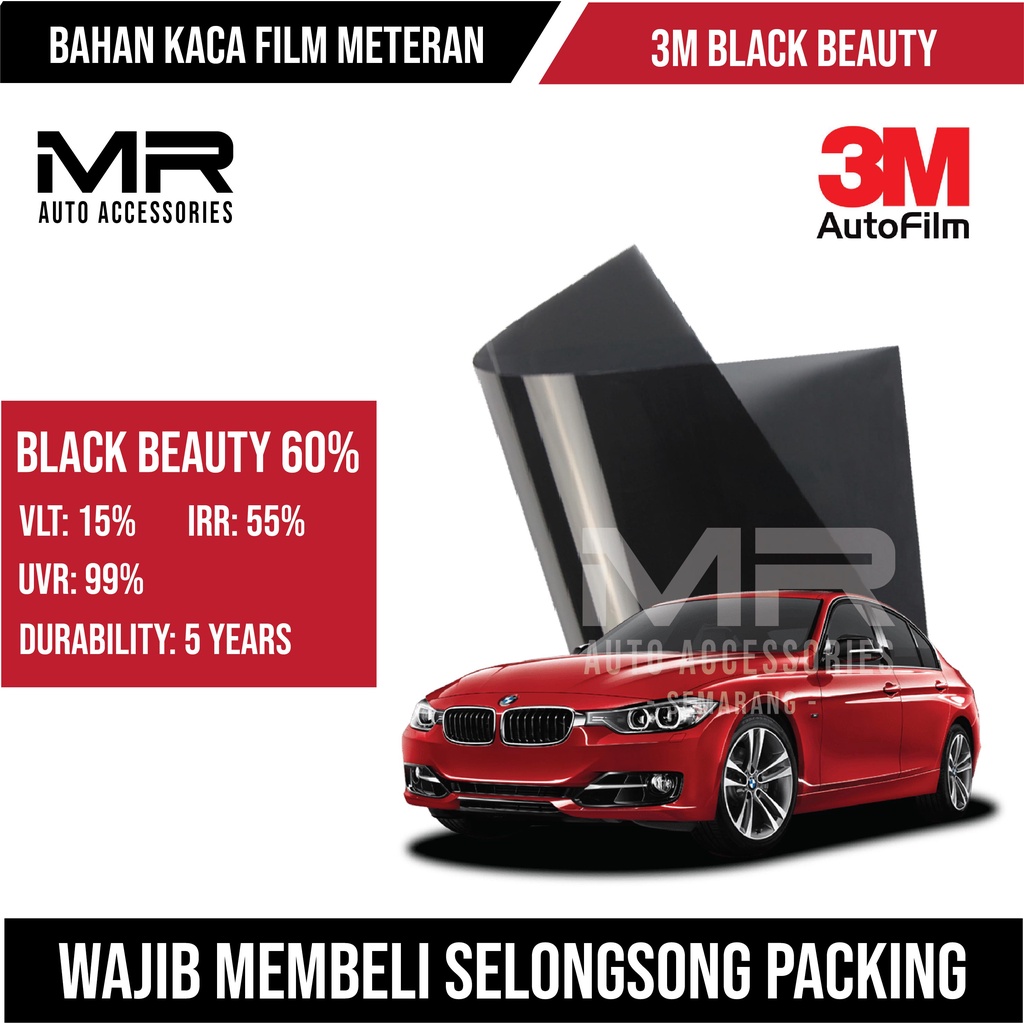 Kaca Film 3M Black Beauty BB Hitam / Riben Mobil dan Gedung / Bahan Meteran