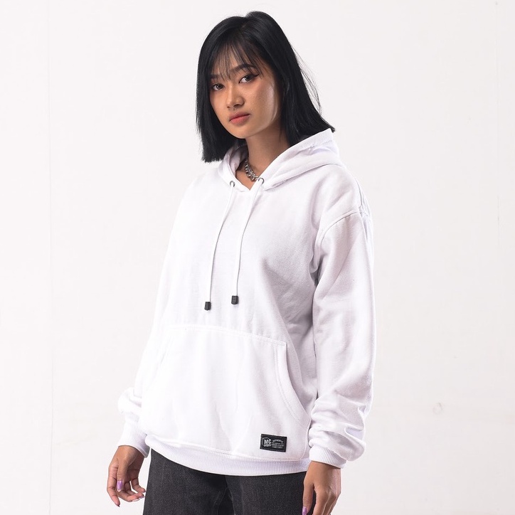 Mcvois Sweater Hoodie Polos Putih Pria Wanita Premium