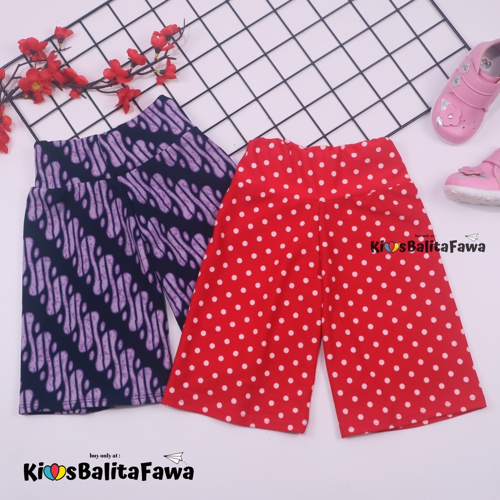 Kulot Motif uk 1-2 Tahun / Celana 3per4 Anak Perempuan Murah Celana Pendek Skirt Pants Adem Kulot