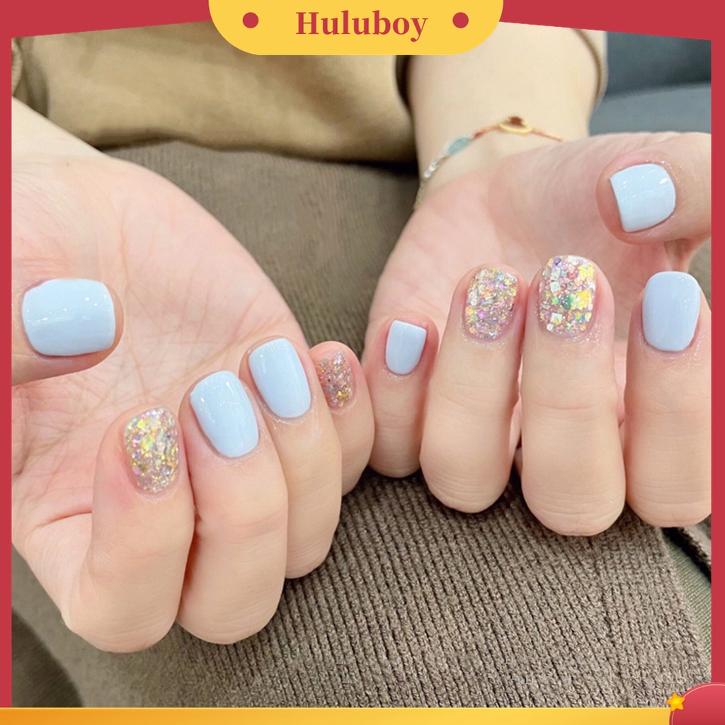 Huluboy Huluboy♡ Bubuk Glitter Sequin Ultra Tipis Warna-Warni Untuk Manicure