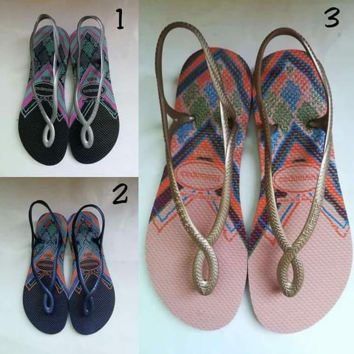 NEW HAVAIANAS LUNA SANDAL JEPIT WANITA - BIRU, L 39-40
