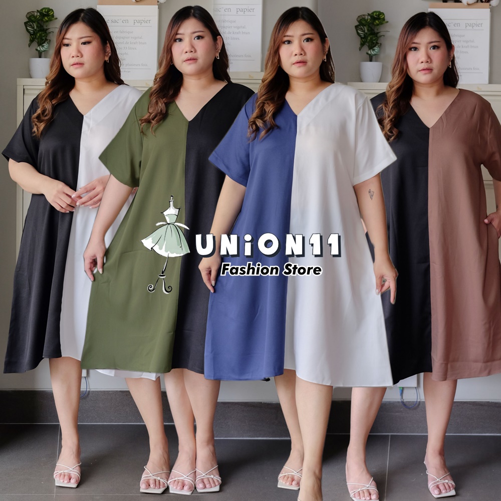 UNION11 - DRESS JUMBO WANITA LD 130 / BAJU JUMBO WANITA / BAJU KERJA WANITA BIGSIZE / DRESS JUMBO WANITA / DRESS JUMBO XXXXL WANITA AXIO