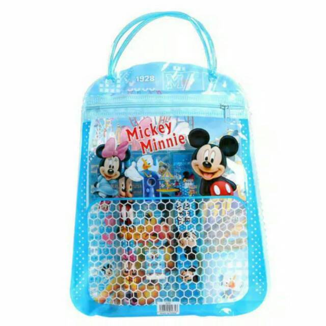 

Souvenir ultah Mickey tas alat tulis set import / set alat tulis cars