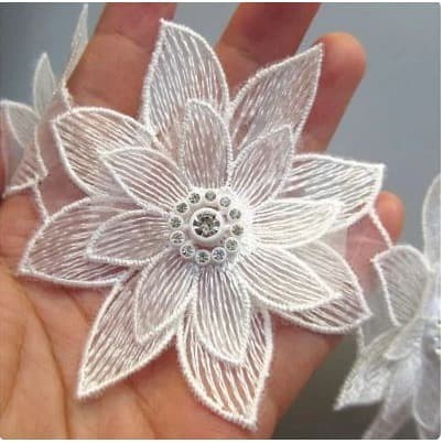 Lace Patch - White Flower Beading #33 (5pcs)