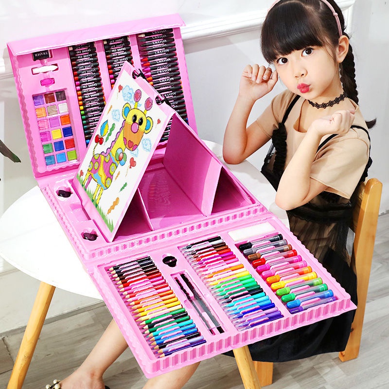 Alat Gambar Menggambar Set Lengkap Krayon Pensil Warna 208 pcs Oil Paste Pencil Kualitas Premium