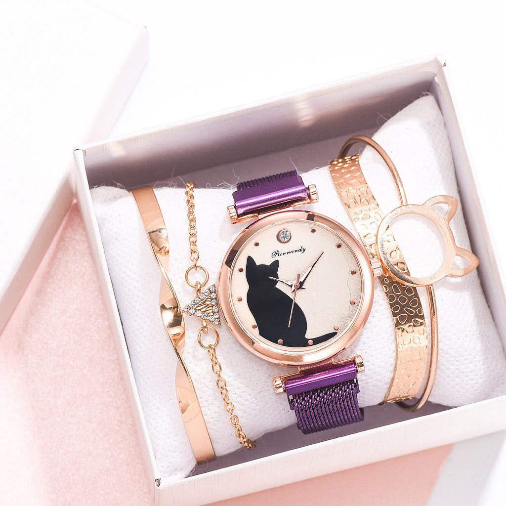 ✅Grosir Jam Senen - Jam Tangan Wanita Magnet Kucing Cute Cat Korean Fashion Analog Watch Import