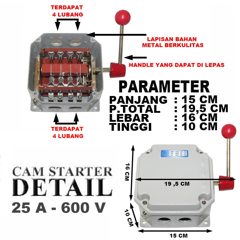 EELIC OSR-I25A OSR Saklar Listrik AC 25A 220V 600V 50 HZ ( Cam starter ) Besi Metal Berkualitas