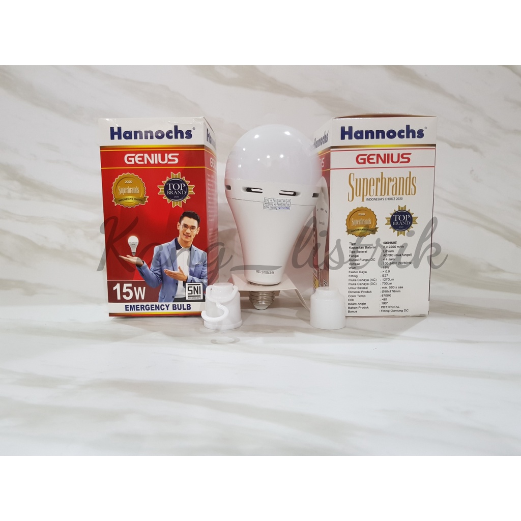 Hannochs Genius 15W - Lampu Emergency LED AC/DC 15 Watt