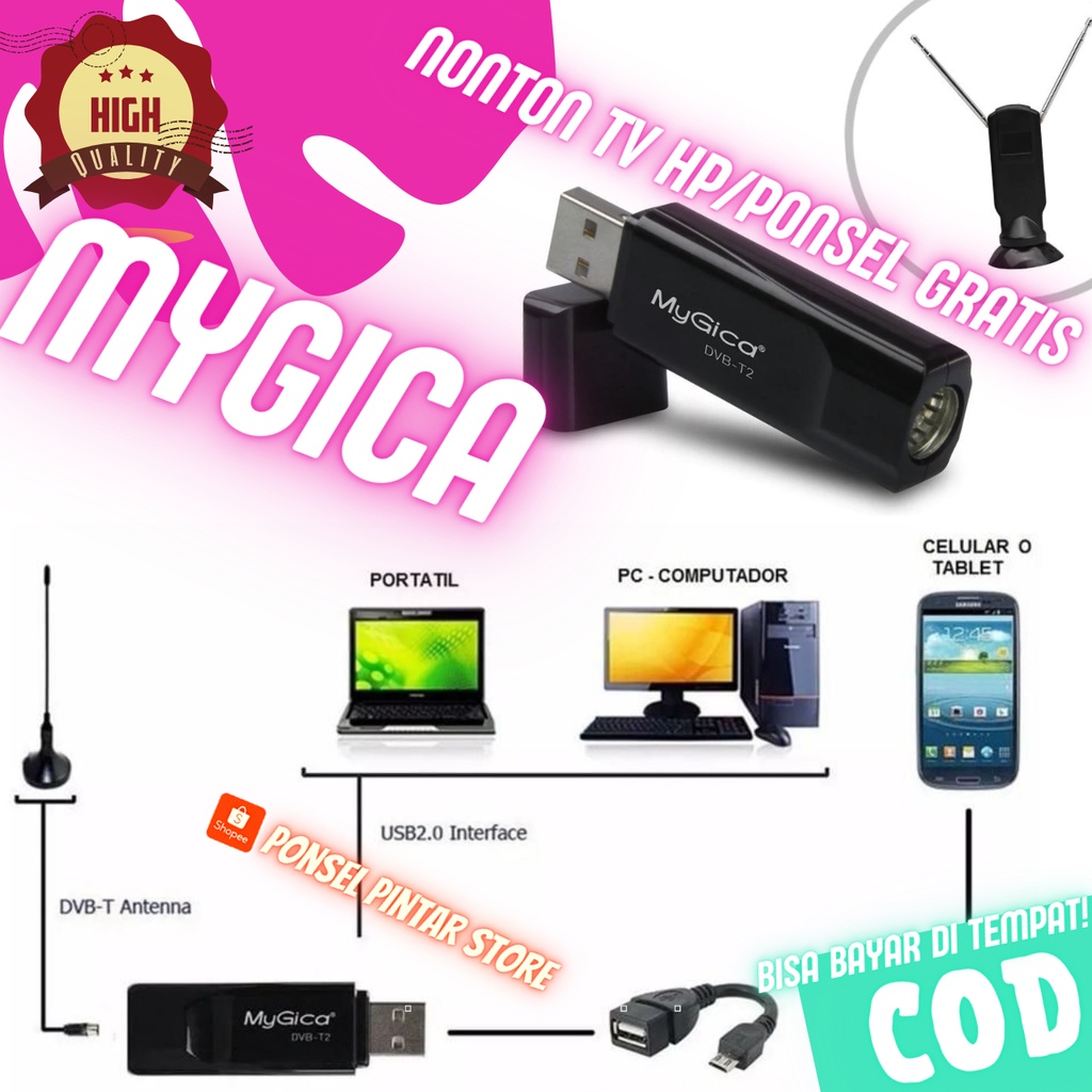 [COD] [ORIGINAL 100%] MyGica Pad Android TV Tuner DVB-T2 / TV Tuner Android &amp; PC/Laptop / Nonton TV Digital di HP