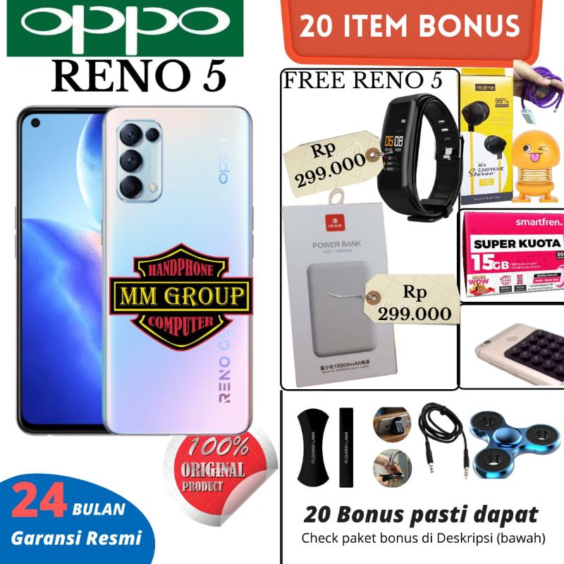 HP OPPO RENO 5 RAM 8/128 GARANSI RESMI OPPO INDONESIA