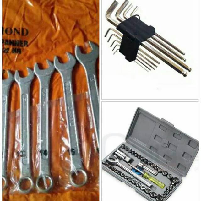 Kunci set ..1set kunci ring pas.1ser kunci sock dan 1 set kunci L