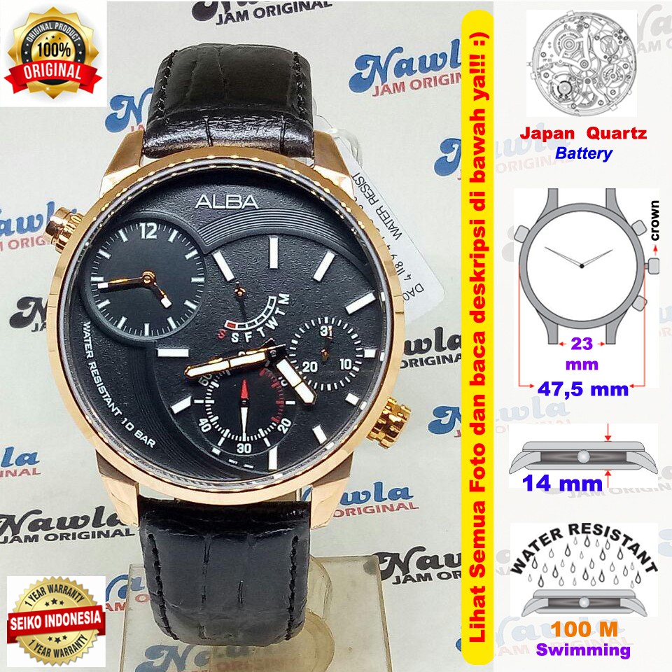 Alba Active A2A006X1 Dual Time Rose Gold - Jam Tangan Pria A2A006