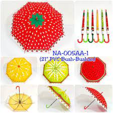 Payung Tongkat PVC Motif Buah-buahan