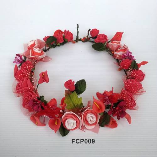 [SIAP KIRIM] AKSESORIS RAMBUT PESTA FLOWER CROWN MERAH HEADBAND FCP009