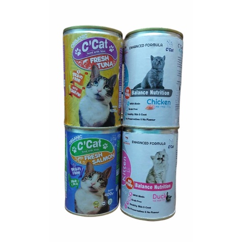 C'cat Wet Food Makanan Kucing Kaleng Murah Adult &amp; Kitten 400 gram