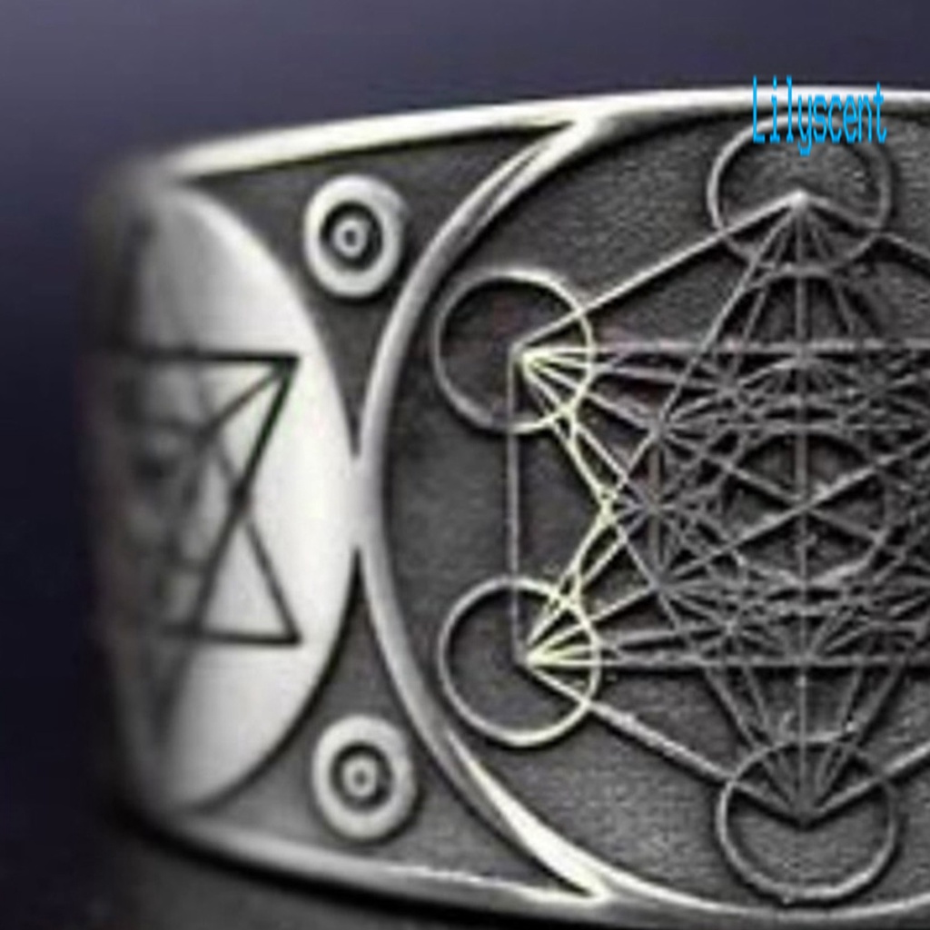 Cincin Model Terbuka Bahan Alloy Desain Hexagram Gaya Vintagepunk Adjustable Untuk Priawanita