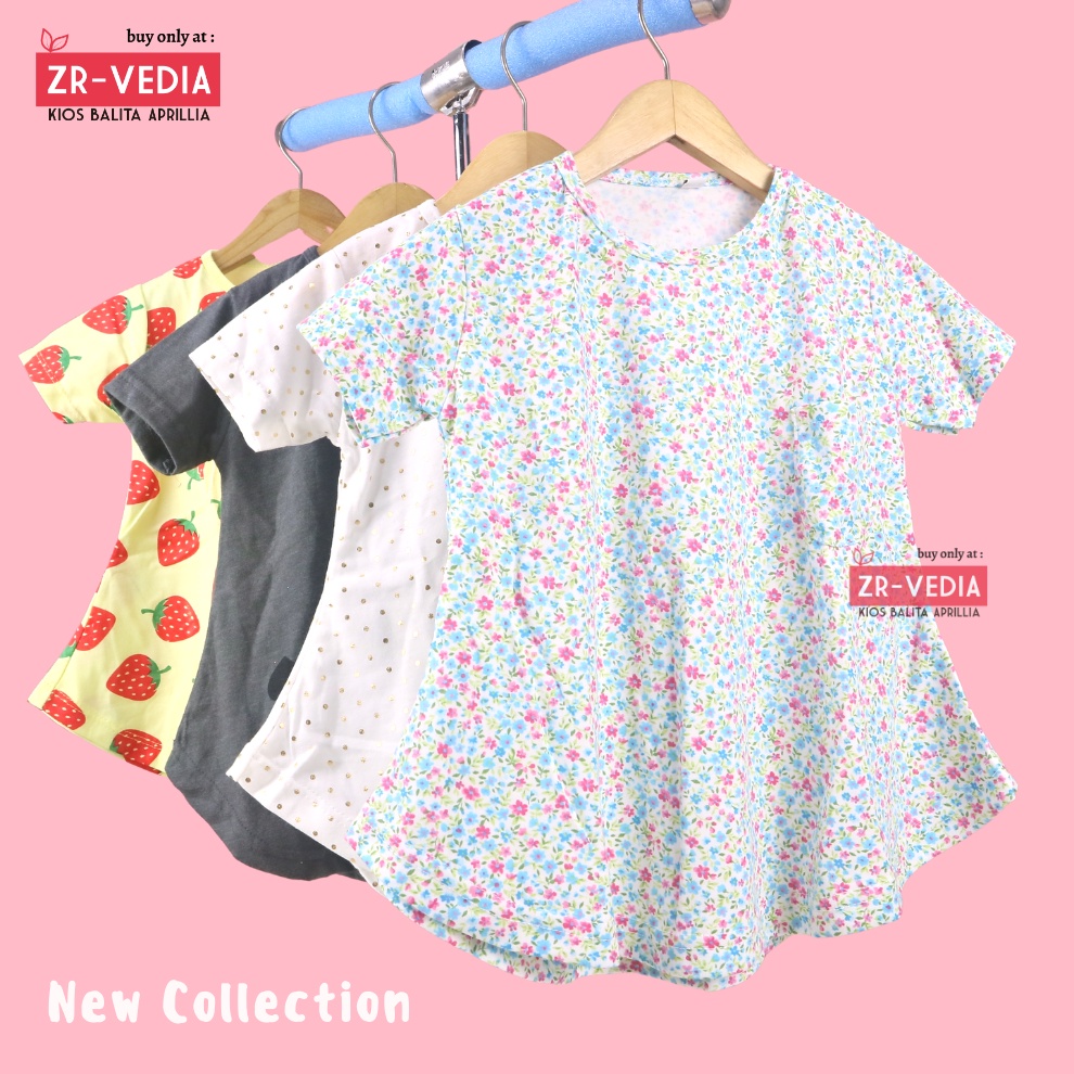 Kaos Moonella uk. 1-5 Tahun / Baju Anak Perempuan Bahan Kaos Cewek Lengan Pendek Murah Import Tshirt