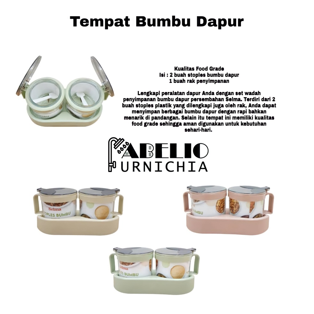 SELMA SET 2 PCS TEMPAT BUMBU DAPUR / TEMPAT PENYIMPANAN BUMBU DAPUR / TEMPAT BUMBU DAPUR GULA GARAM SERBAGUNA BOTOL BUMBU