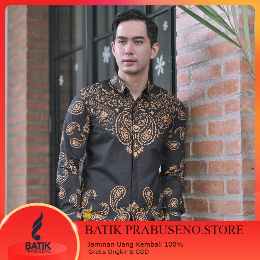 WARUGARA Kemeja Original Prabuseno Batik Pria Lengan Panjang Modern Slim Slimfit Full Furing Katun W