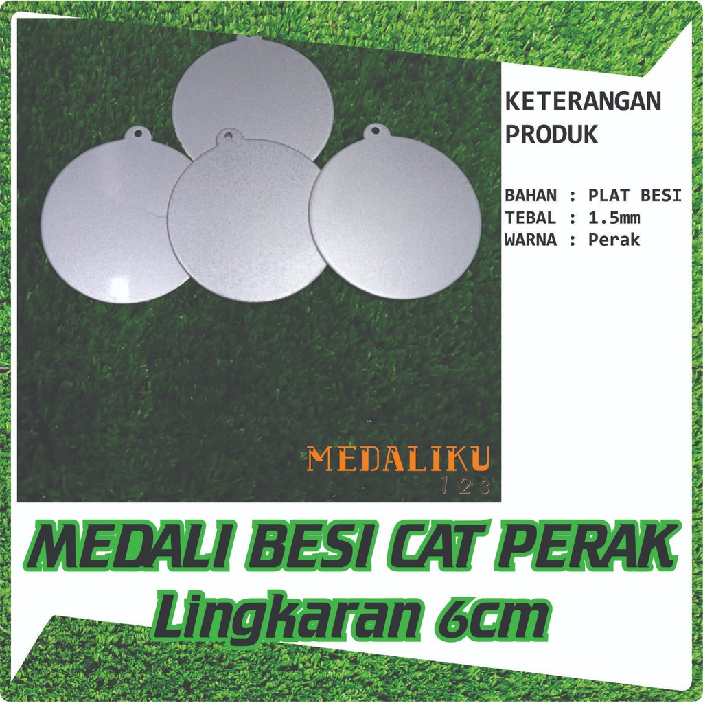 Medali Kosongan Polosan Medali Besi Bahan Plat besi Warna Perak Lingkaran 6cm