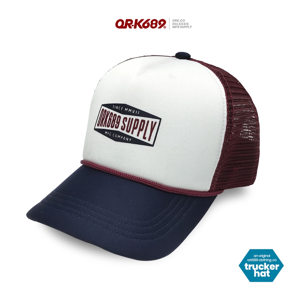 ORK689 Topi Pria Jaring Distro Original Trucker hat Topi Trapos White Maroon