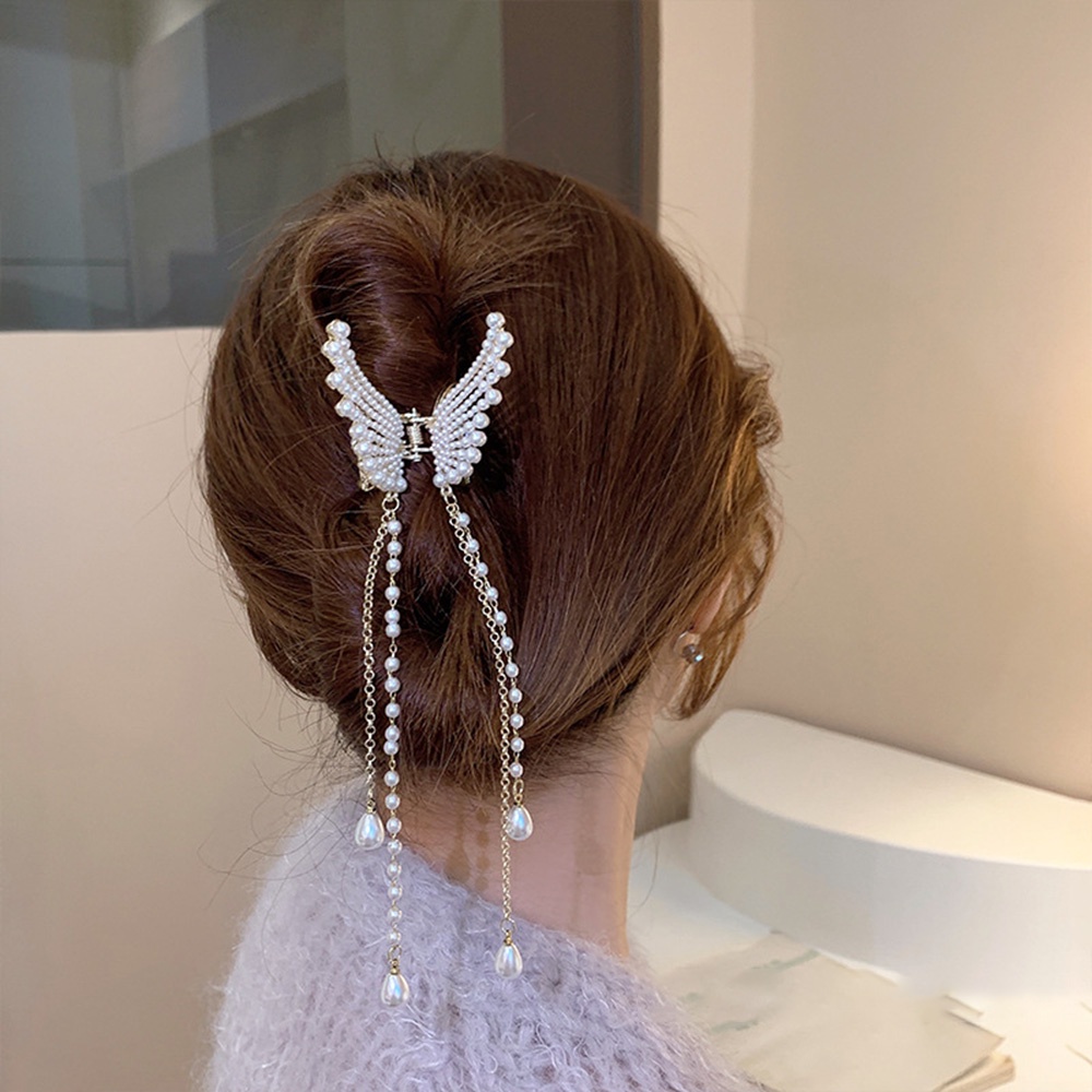 Jepit Rambut Model Butterfly Aksen Mutiara Gaya Korea Untuk Wanita