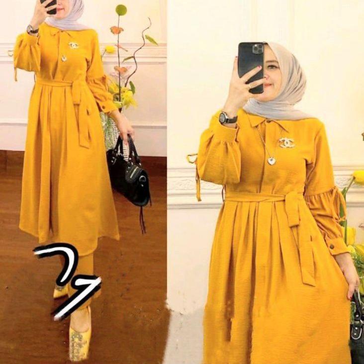 Best Product Setelan tunik kekinian/one set tunik/long tunik wanita/setelan polos/baju