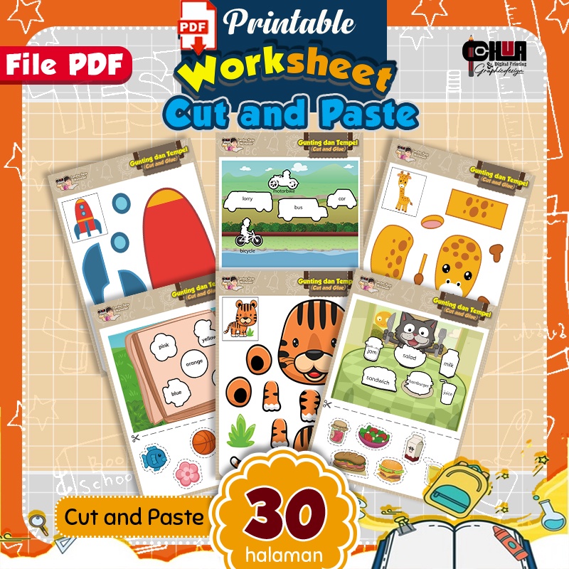 

Lembar Kerja Worksheet (file PDF) - Gunting dan Tempel / Cut and Paste