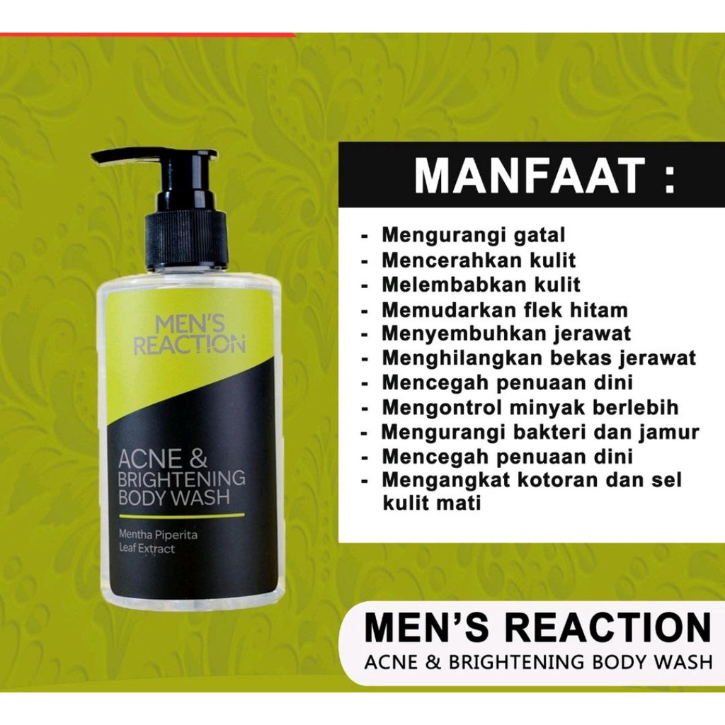 SABUN JERAWAT, GATAL &amp; JAMUR Men's Reaction Acne Brightening! ACNE HERBAL SOLUTION BODY WASH | Anti Acne Jamur