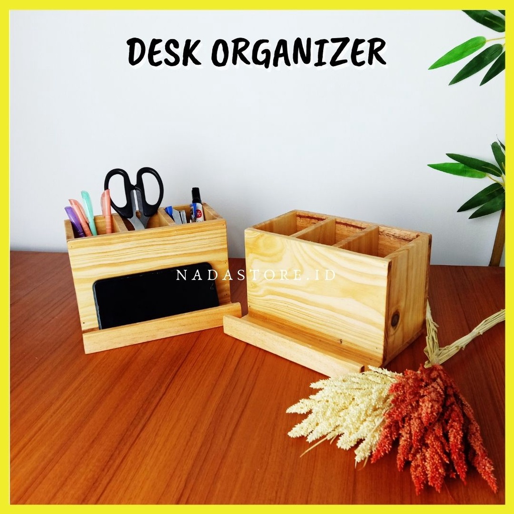 COD - KOTAK STORAGE MEJA DESK ORGANIZER KOTAK PEN HOLDER DAN PHONE STAND HOLDER