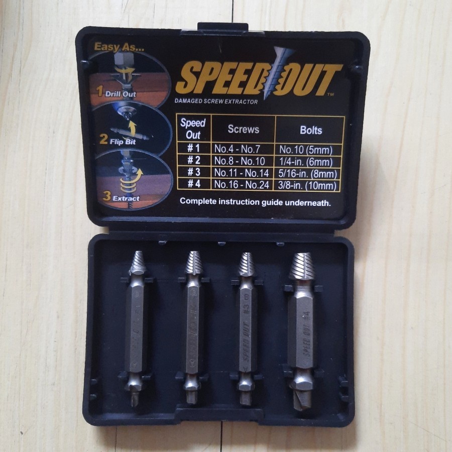 Mata bor pembuka baut rusak 4pcs Speed out damaged screw extractor