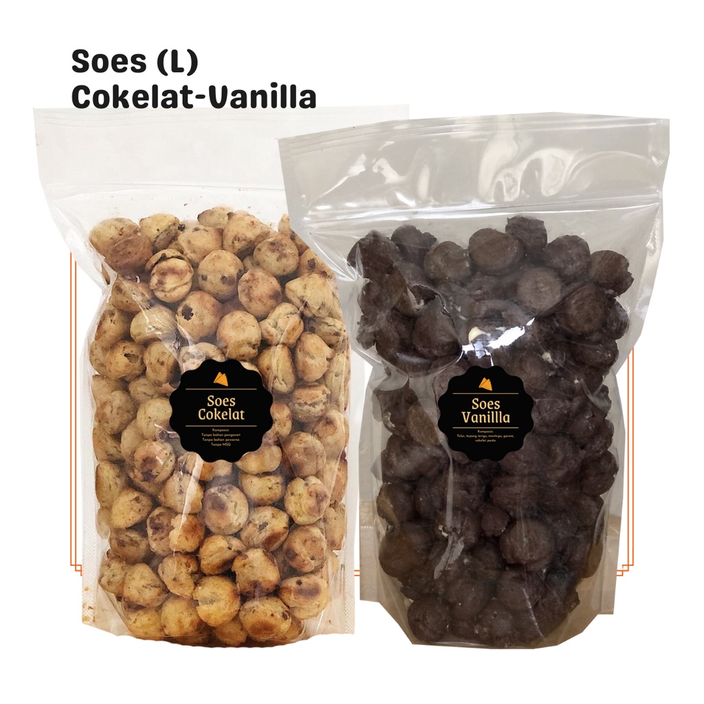 

Soes Cokelat / Vanilla (L) / Snack Cemilan / Sus Kering Mini Isi Coklat Camilan Manis