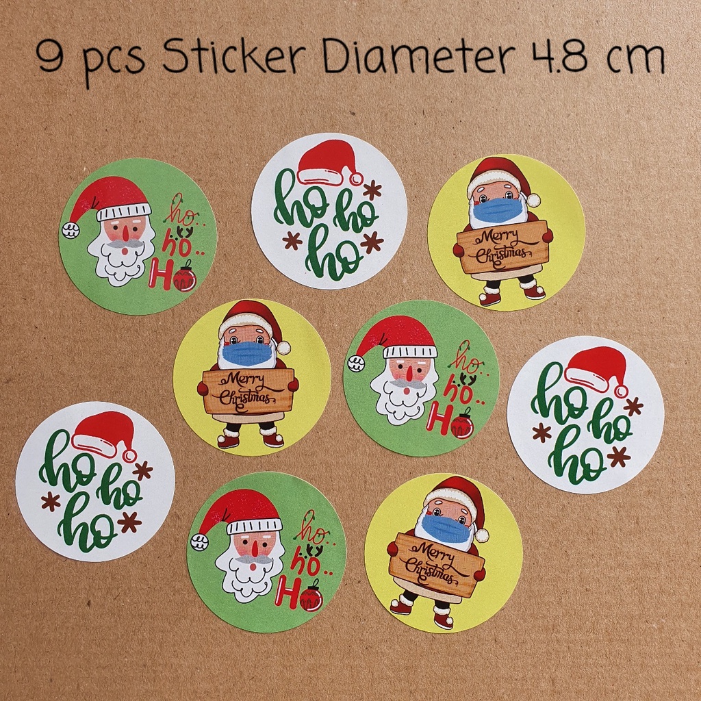 

(9 pcs) Sticker Natal Christmas Santa Ho Ho Ho Stiker 4.8 cm