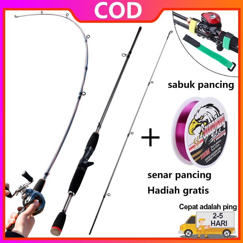 Sougayilang 2 Bagian Spinning/Casting 1.8M Fishing Rod M Power EVA Handle Fishing Gear Joran Pancing