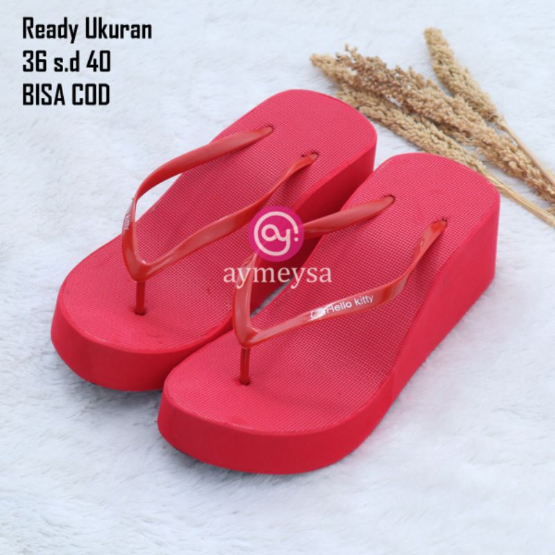 Sandal Wedges Spon Colorful Jepit POLOS Kualitas Super