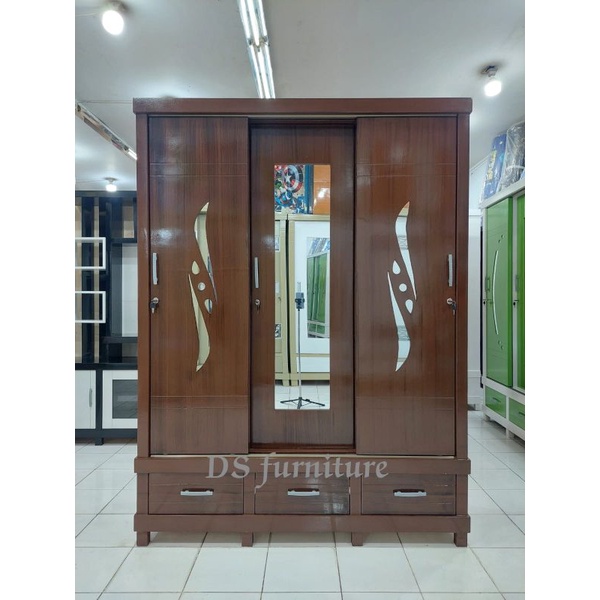 Lemari Pakaian Sleding / Lemari Baju Gamis Sleding / Lemari Pakaian 3Pintu / Lemari Pakaian Baju 3Pi