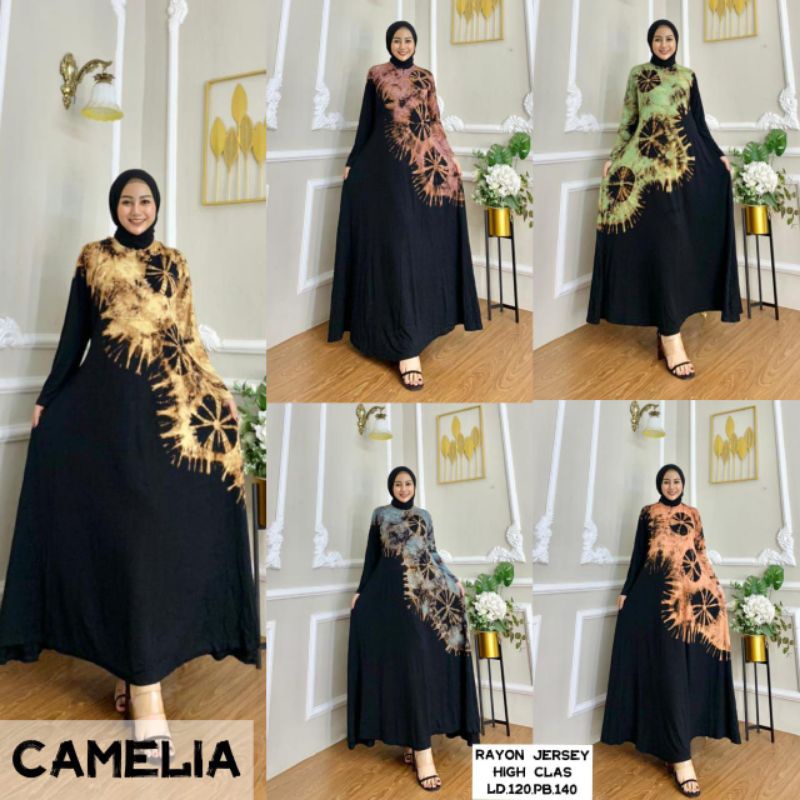 Gamis Black Tiedye Jumbo Abstrak Resleting Depan Busui Bumil Homedress Wanita Kekinian Katun Spandek Adem Terlaris