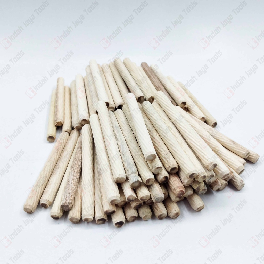 DOWEL Kayu Ulir 8 x 80 MM 100 Pcs Pen Sambungan Stik Kayu Bulat