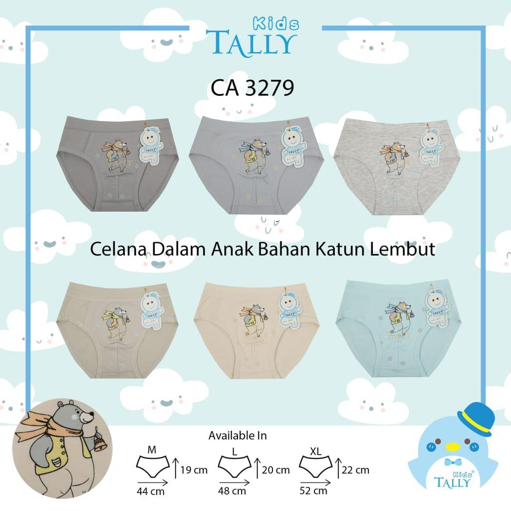 TALLY KIDS BOY 3279 | CD CELANA DALAM ANAK COWOK LAKI-LAKI SEGITIGA | BAHAN KATUN I SIZE M - XXL