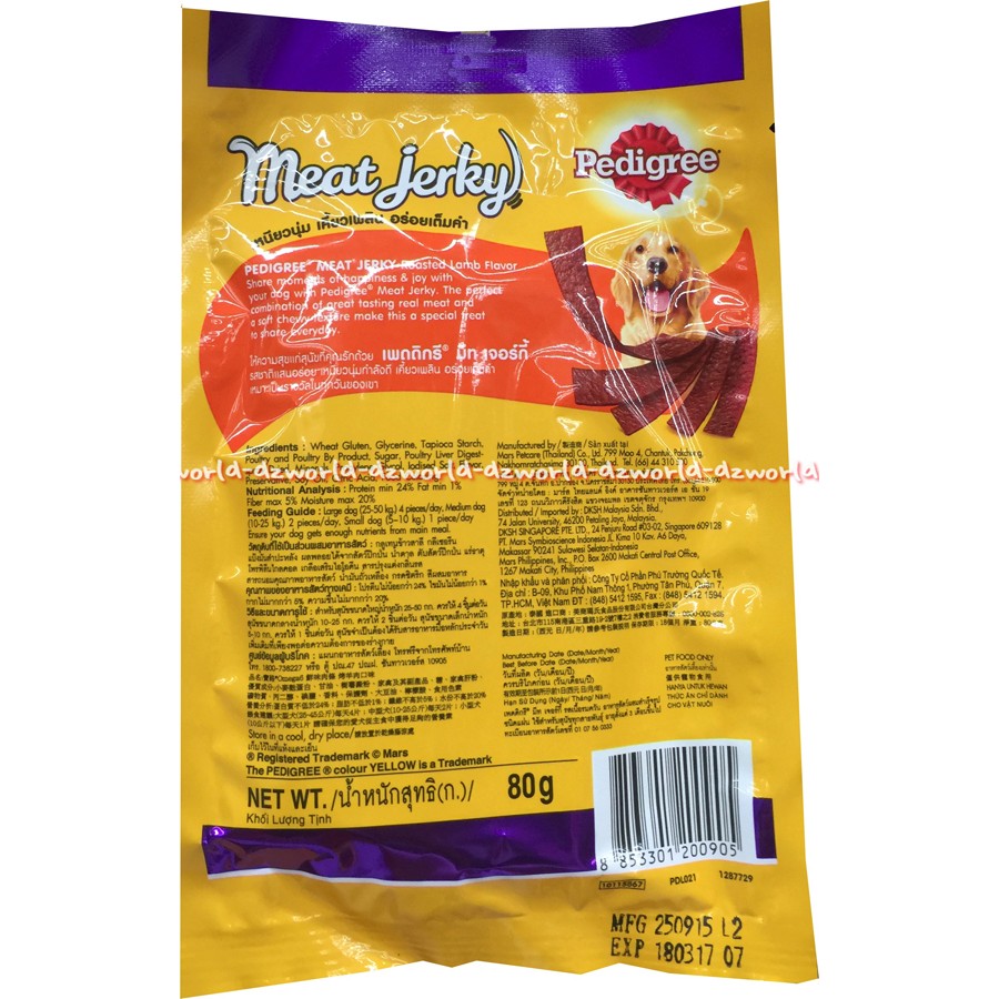 Pedigree meet jerky 80g Makanan Anjing Pedigree daging lembaran