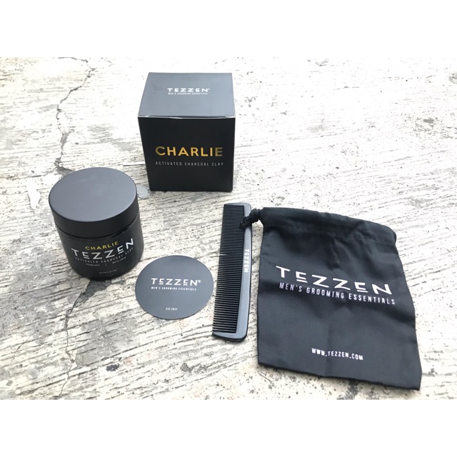 Pomade Tezzen Charlie Activated Charcoal Clay Matte Free Sisir Carbon