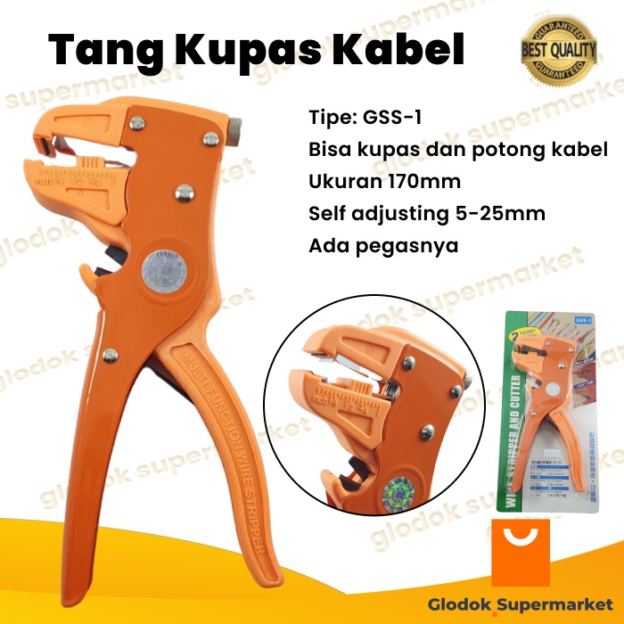 Tang Pengupas Potong Kulit Kabel 170mm GSS-1 Wire Stripper Alat Kupas Cable