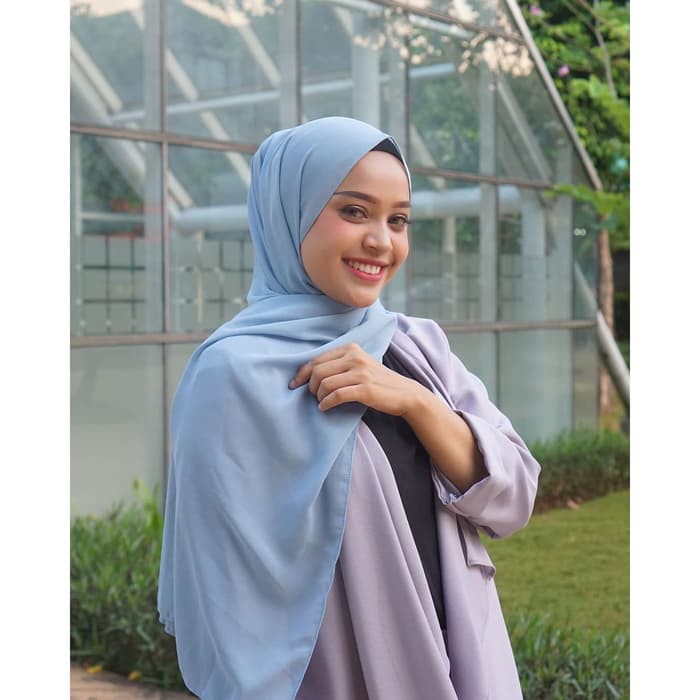 HIJAB PASHMINA CHIFFON IMPORT ICE BLUE