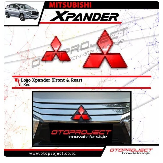 Emblem Cover Logo MITSUBISHI Xpander Depan Belakang MERAH HITAM SEGITIGA